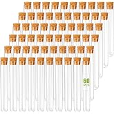 KAOPET 60Pcs Clear Plastic Test Tubes with Caps&mdash;Cork Stoppers, 15x100mm 10ml Small Vials, Good Seal for Beads Storage, Candy Tubes, Bath Salt, Plant Propagation, Party Favors, Crafts, Kids Experiments