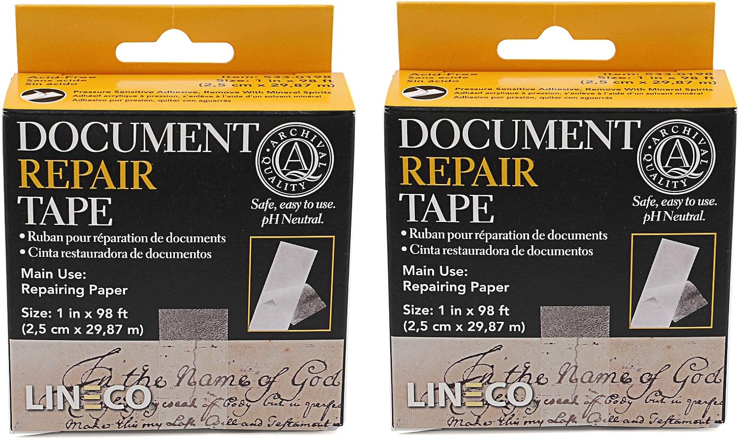 Lineco Archival Document Repair Tape 1 inch X 98 Feet