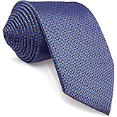 S&W SHLAX&WING Blue Orange Necktie for Men Geometric Patterned Elegant Business Formal XL Satin
