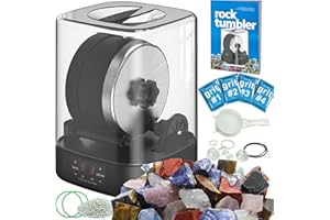 ALIKIDS 3.1LB Capacity Professional Rock Tumbler Kit with Cover, Ultra-Durable TPU Belt - Include 4 Polishing Grits, Rough Gemstones - 9-Day Digital Timer & 3 Speed Settings - STEM Gift for Adults Kids