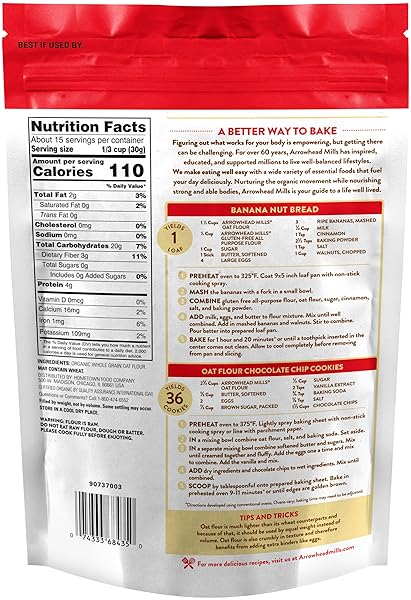 ARROWHEAD MILLS ORGANIC OAT FLOUR, 16 OUNCE BAG