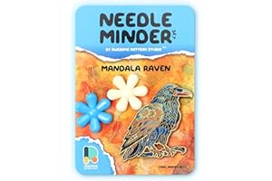 Awesome Pattern Studio Needle Minder Set - Mandala Raven Magnetic Needle Minder. Enamel Pin for Cross Stitch, Embroidery and 