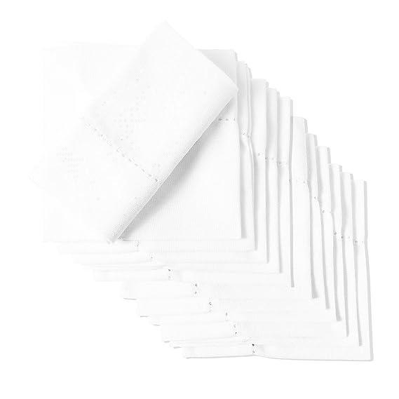 All Cotton and Linen Bio Baumwolle Servietten 10' x 10' Set von 6 weißen Baumwolle Tea Party Servietten