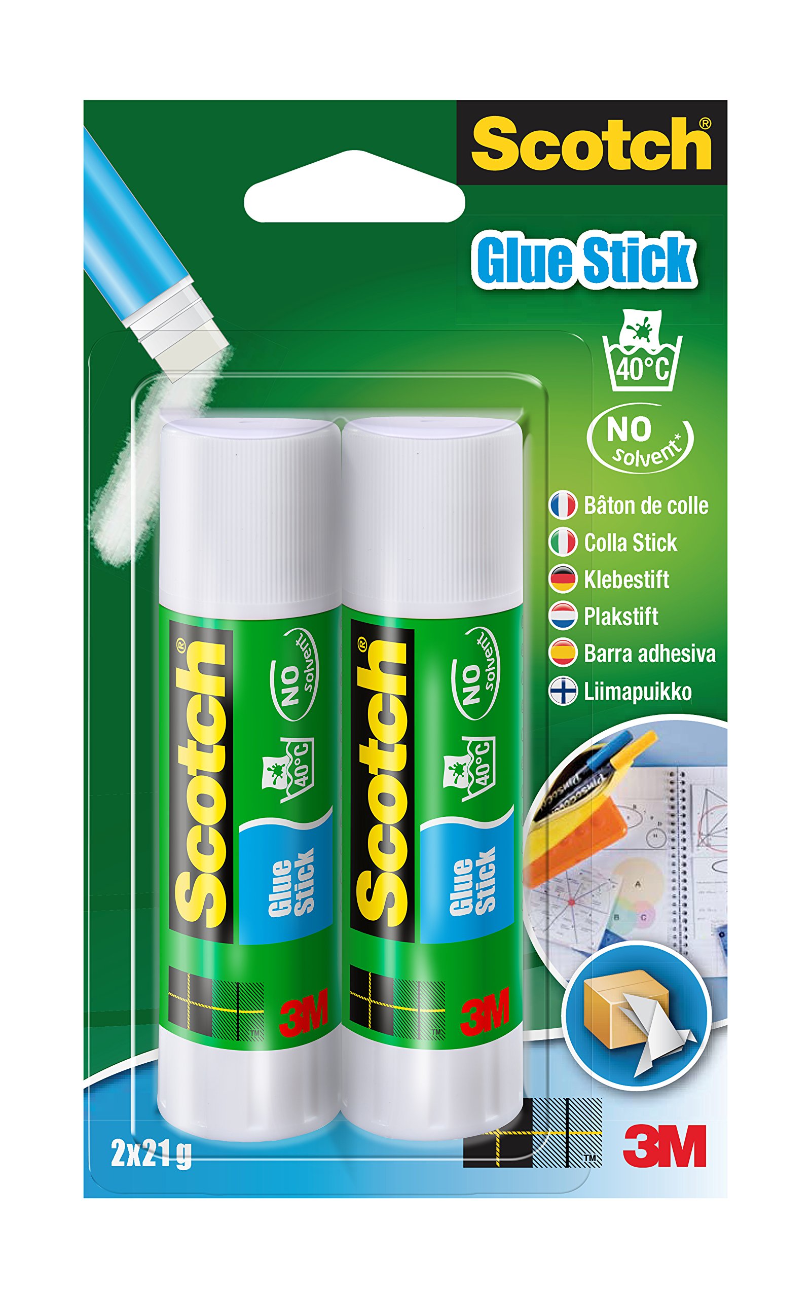 Scotch Permanent Glue Stick, 2 Sticks, 21g per Stick - Solvent-Free and Water-Based Adhesive