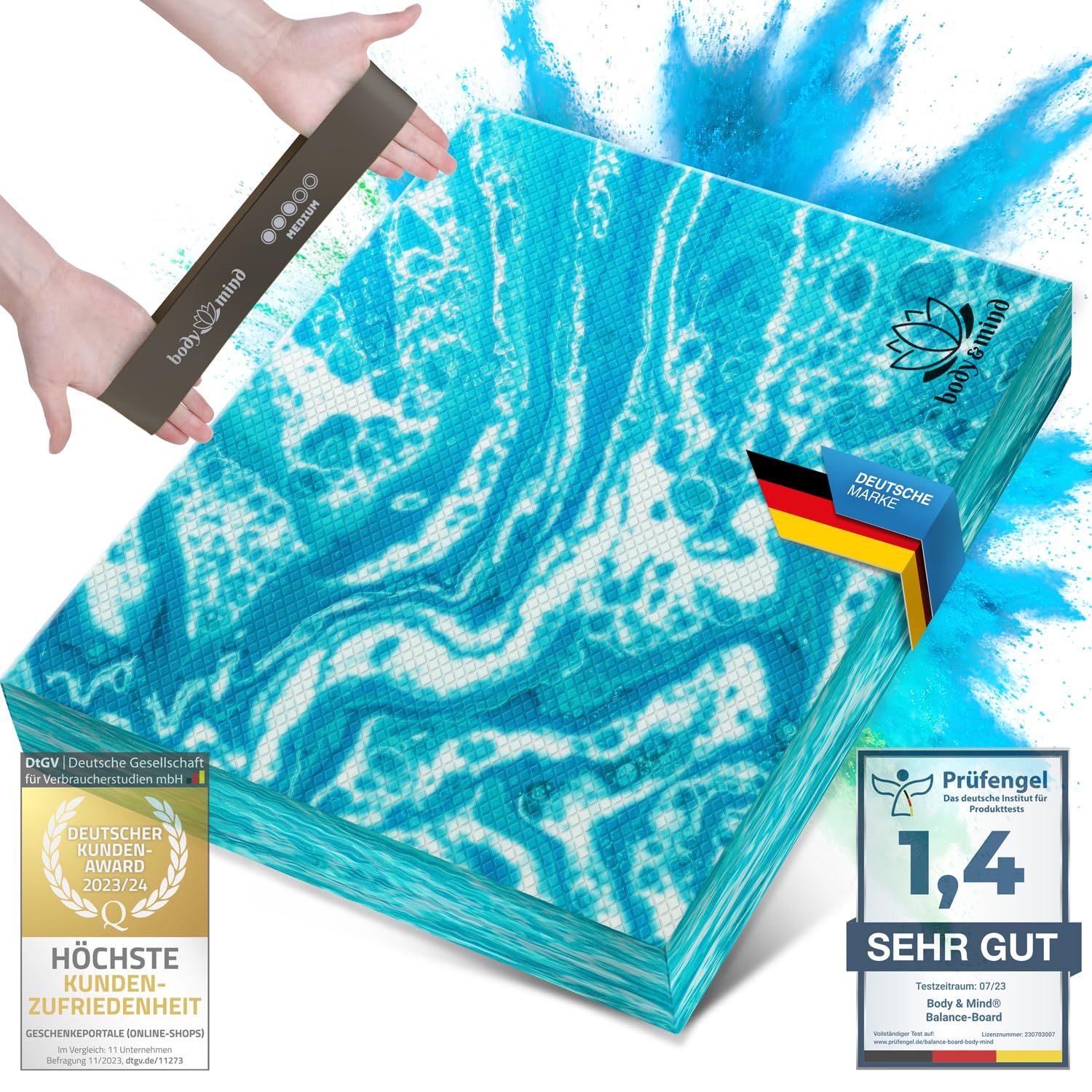 Body & Mind® Balance-Pad; Non-slip balance board soft foam cushion; 40 x 29 cm Balance cushion for stability & coordination Physio training helps to strengthen the deep muscles (Blue)