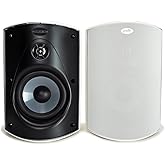 Polk Audio Atrium 6 Outdoor Speakers with Powerful Bass (Pair, White), All-Weather Durability, Broad Sound Coverage, Speed-Lock Mounting System