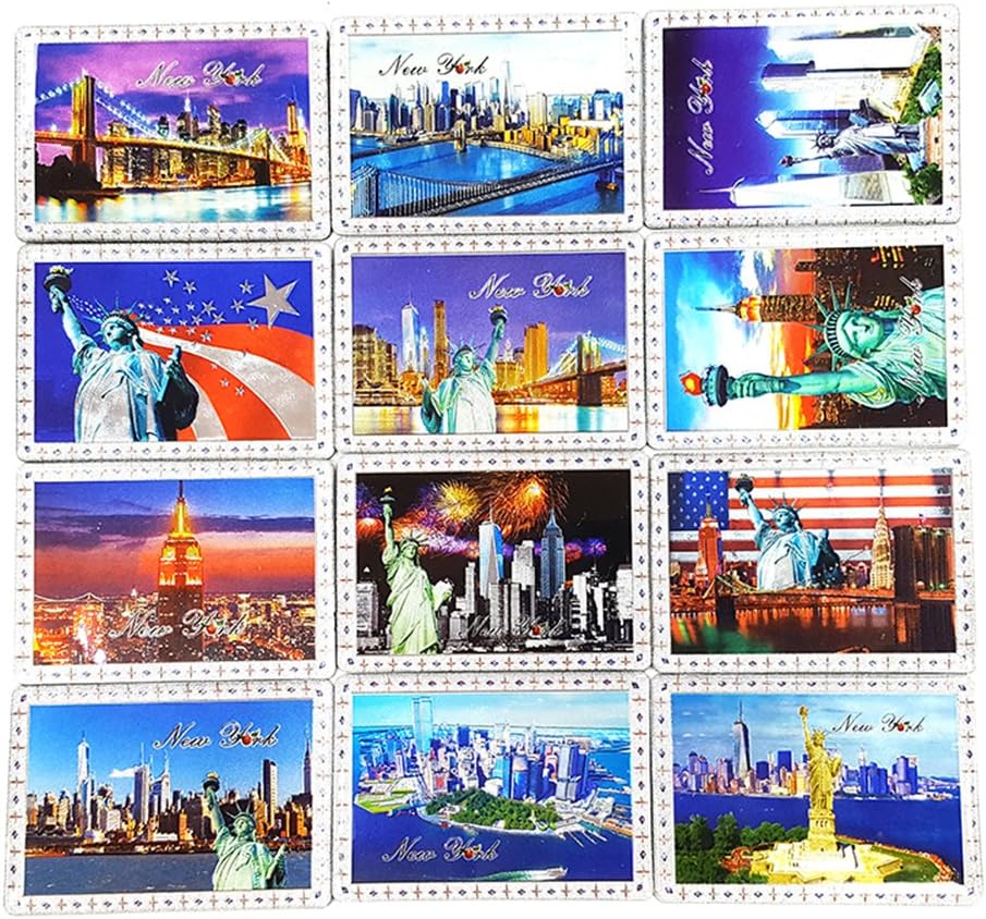 12PCS New York NYC Souvenir Photo Picture Shinny Fridge Magnets 2.5 x 3.5 inch