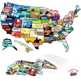 50 pcs United States Map Fridge Magnets, RV US Individual State Magnets, Camper Refrigerator Magnet Sticker, Travel Gift, Bucket List Map, Destinations Visited, Collectible Souvenir Decor