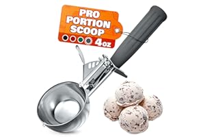 4 oz Ice Cream Scoop with Trigger Release #8 – Stainless Steel Versatile Tool for Baking, Cookies & Desserts Spoons, Dishwash