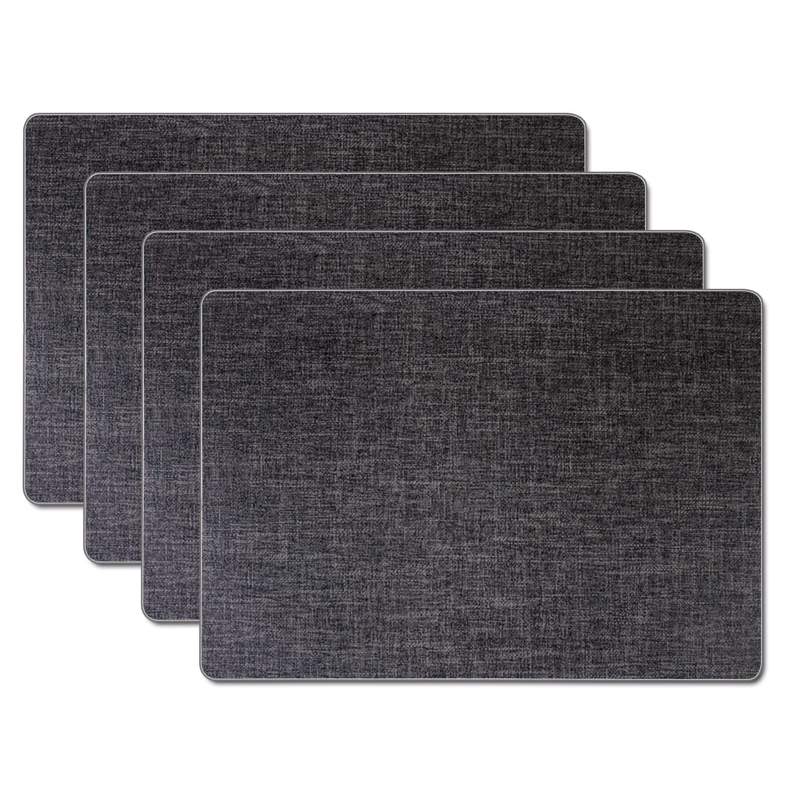 simpletome Placemats Imitation Linen Leather Anti-Slip Double Layer Easy Wiping Cleaning Set of 4 (Black Grey)