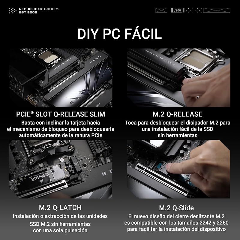 ROG Crosshair X870E Hero - Placa Base AMD ATX, 18+2+2 etapas de Potencia, DDR5, PCIe 5.0 Compatible con GPU de última generación, Cinco M.2, Wi-Fi 7, USB4, AI Overclocking