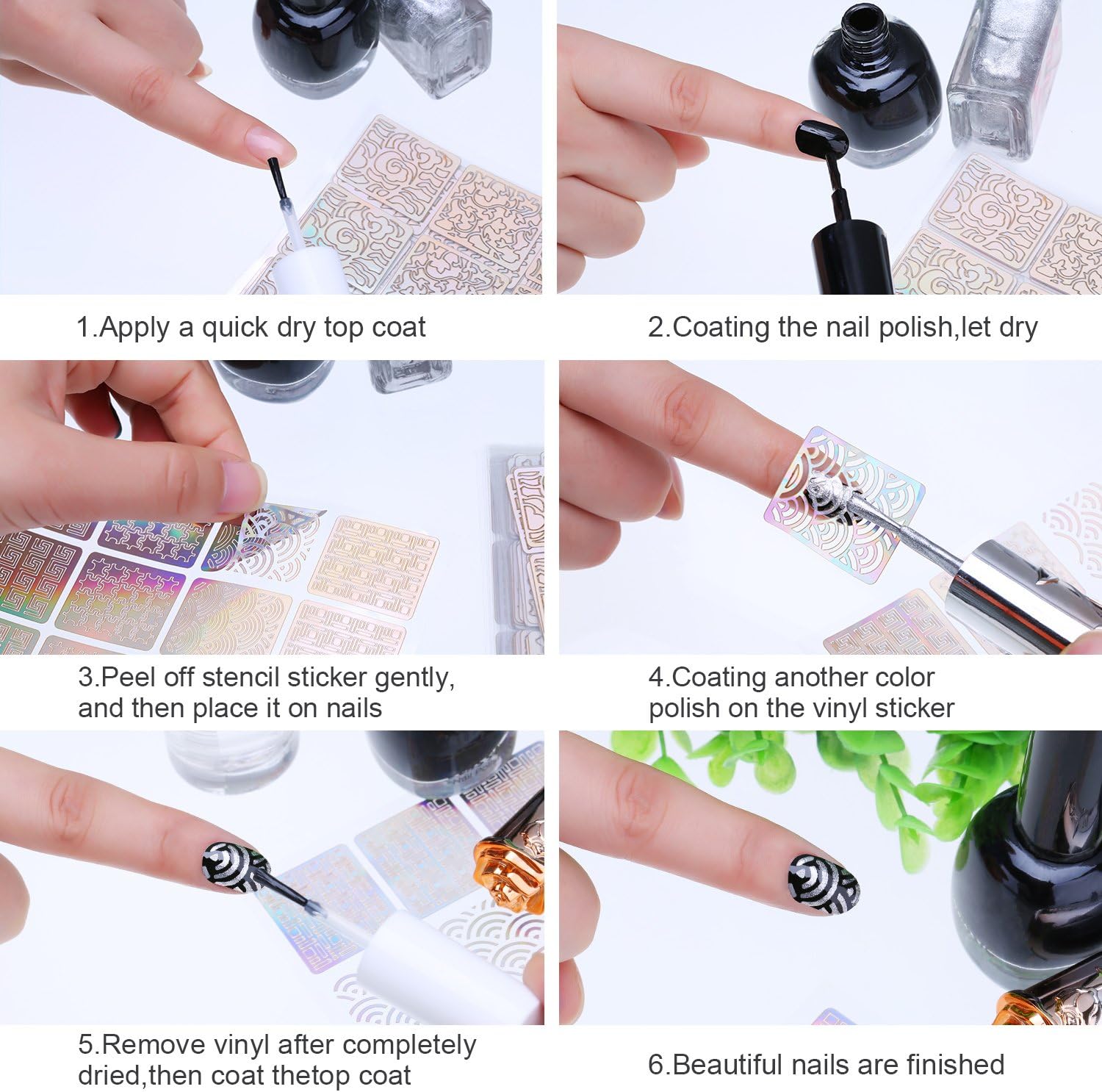 Amazon Co Jp Eboot 2 Pcs 96デザインネイルビニールネイルステンシルステッカーシートセット用ネイルアートデザイン 24 シート ホーム キッチン