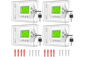 TRJ 4PCS Large Thermostat Lock Box with Key, Clear Thermostat Cover with Lock for Thermostat on Wall, Lockable Thermostat Lock Box Cover, AC Lock Box Cover with Key Fit Thermostat 5"H x6"W or Smaller