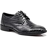 Gator3N Men's Alligator Crocodile Print Oxfords Fashion Lace Up Dress Shoes