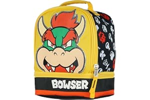 AI ACCESSORY INNOVATIONS Nintendo Super Mario Lunch Box Bowser Insulated Dual Compartment Lunch Tote Bag