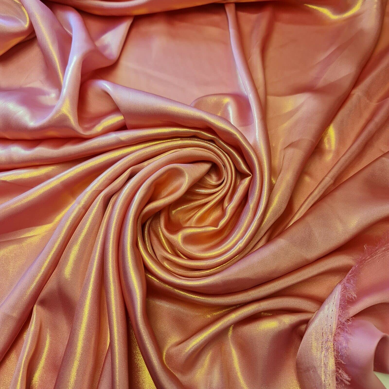 Lightweight Gold Shimmer Polyester Silk Charmeuse Silky Satin Finish, Dressmaking, Bridal, Prom, Décor - Craft Fabric Material 58" - 150 cm Wide Sold in Various Pre - Cut Lengths (Rose Pink)
