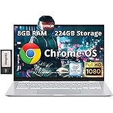 ASUS 14" FHD Chromebook Laptop, Intel M3-8100Y Processor, 8GB RAM, 224GB Storage (64GB SSD+ 160GB Docking Station Set), Intel