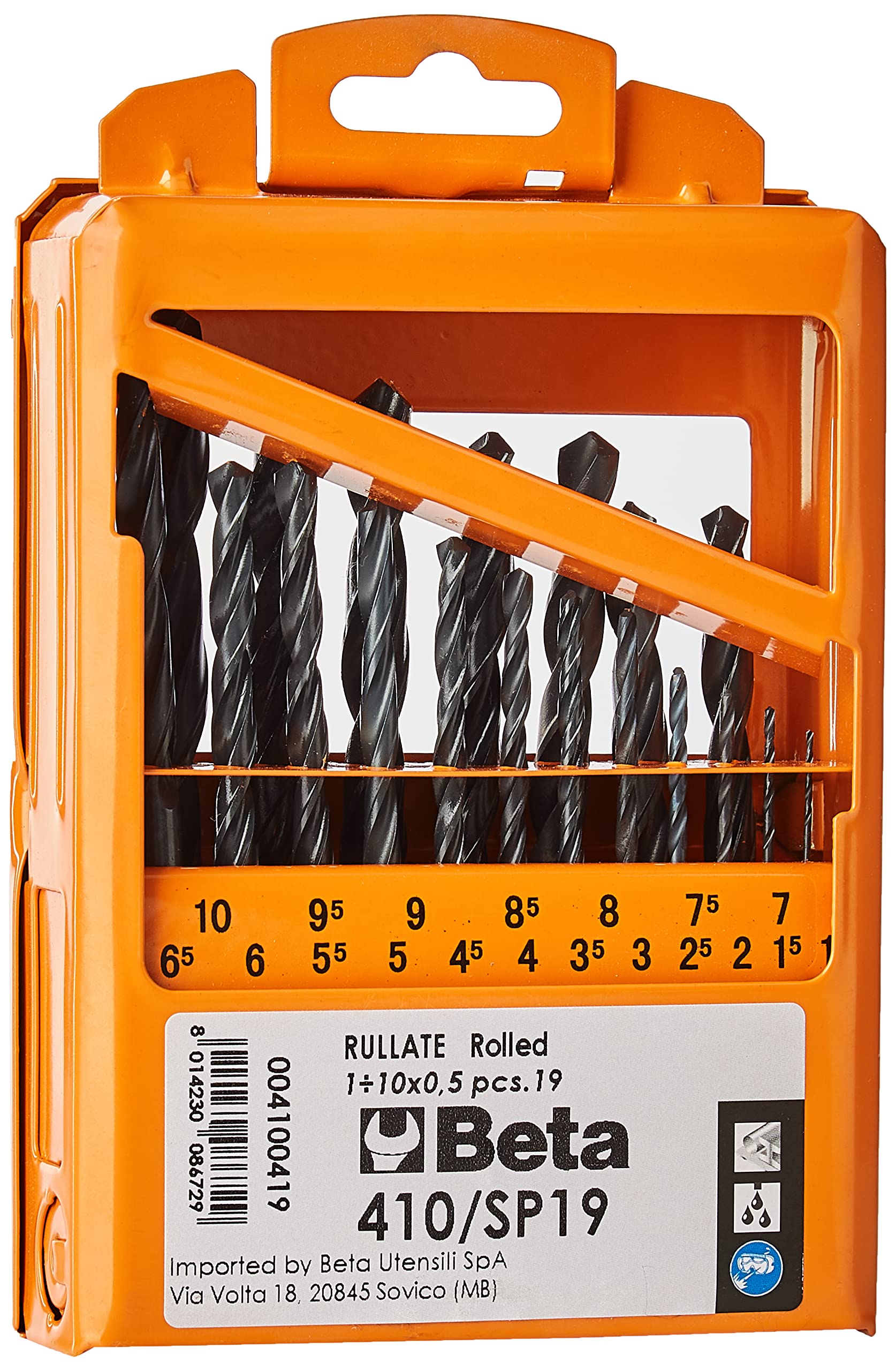 Beta 4100419 Model 410/Sp19 Jobber Drill in Case, 1mm-10mm x 0.5mm, Set of 19