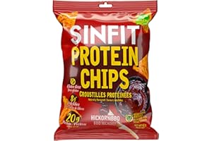 SinFit Protein Chips, 20g Protein/Bag, 50g-Bag, High Fiber, Low Carb, Gluten Free, Pizza 7/box (7 Bags, Hickory BBQ)