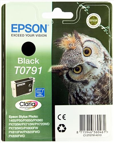 Epson T0791 Black Ink Cartridge for Stylus Photo 1400 (Owl) - Genuine