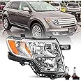 JSBOYAT Headlights Assembly w/Bulbs for 2007 2008 2009 2010 Ford Edge [Halogen Type] OEM Headlamp Replacement FO2503228 (Right Passenger Side)