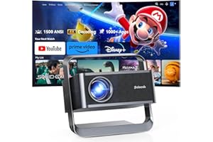 Polocsh Smart Projector 1080P 4K Support with WIFI 6 and 2-Way Bluetooth 1500ANSI Auto Keystone Electric Focus Mini Projectors Home Theater Movie Outdoor Portable Projector (Black)