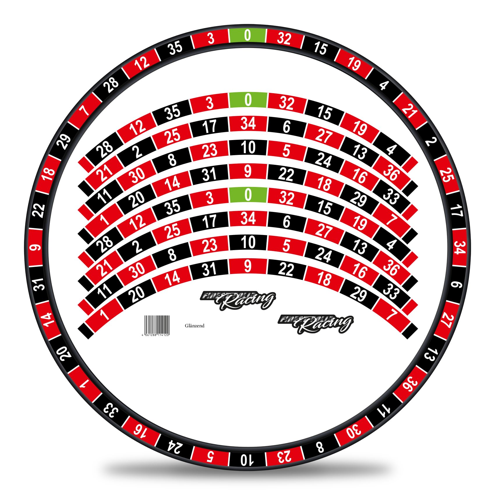 Finest Folia 16pcs Bicycle Rim Stickers Set, Waterproof Metal/Plastic Decals for 27/29 Inch Ebike Road Bike Mountain Bike MTB Balance, No. 6 Roulette, Shine