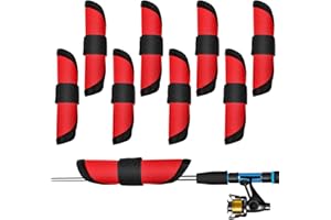 PRASACCO 8 Pcs Fishing Hook Covers 6 Inch Rod Lure Wrap Rod Sleeve Fishing Lure Covers Lures Shield Bait Storage Protector Keep Fishermen Fishing-Safe (Red)