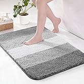 Exclusivo Mezcla Bathroom Rugs Mat 17x24, Extra Soft Non Slip Absorbent Water Microfiber Bath Rugs, Machine Washable Quick Dry Bath Mats for Bathroom Floor, Shower, Home Decor, Gradient Grey