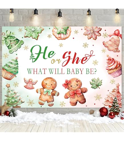 Weihnachts-Fotohintergrund 'Baby-Geschlechts-Enthüllung' – 2,1x1,5 M, Cookie-Lebkuchen-Design