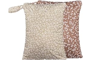 Opgroeie Wet Dry Bags with Two Zippered Pockets and Handle, Reusable Storage Bag for Breast Pump Parts & Baby Items, Waterproof Diaper Bags, Yoga Gym Bag for Swimsuits or Wet Clothes-2pcs, 11.8*15.75"