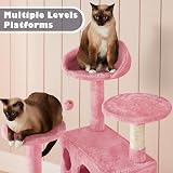 Yaheetech 138.5cm Cat Tree Tower Multilevel with Condos Sisal Posts Pink view 9