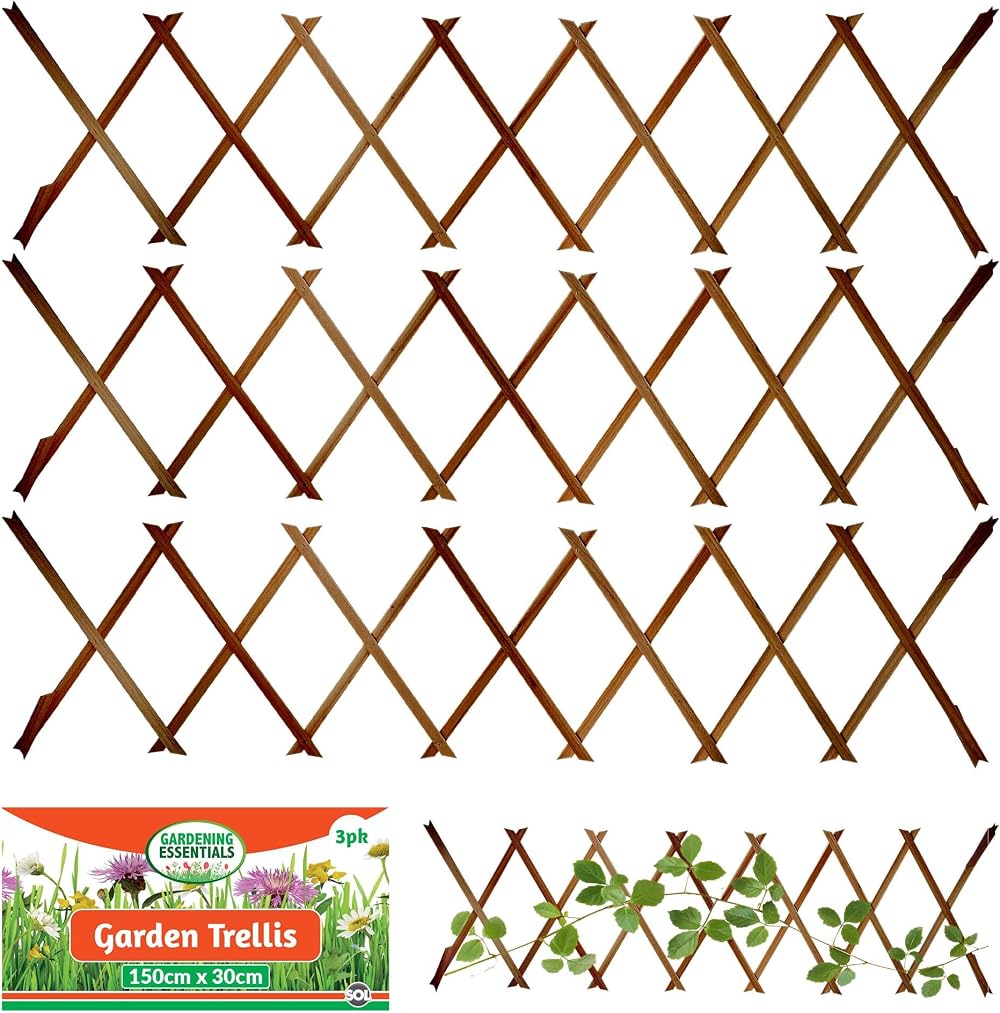 SOL 3pk Garden Trellis 150x30cm Expanding Climbing Plant Fence Panels