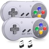 2 Pack Wireless USB SNES Controller for Switch 1 &amp; 2, PC, Mac (Multicolor) | (Rechargeable), (Plug &amp; Play), (Ultra-Low Latency 2.4GHz Receiver), Compatible with Switch Online / Switch OLED, Raspberry Pi