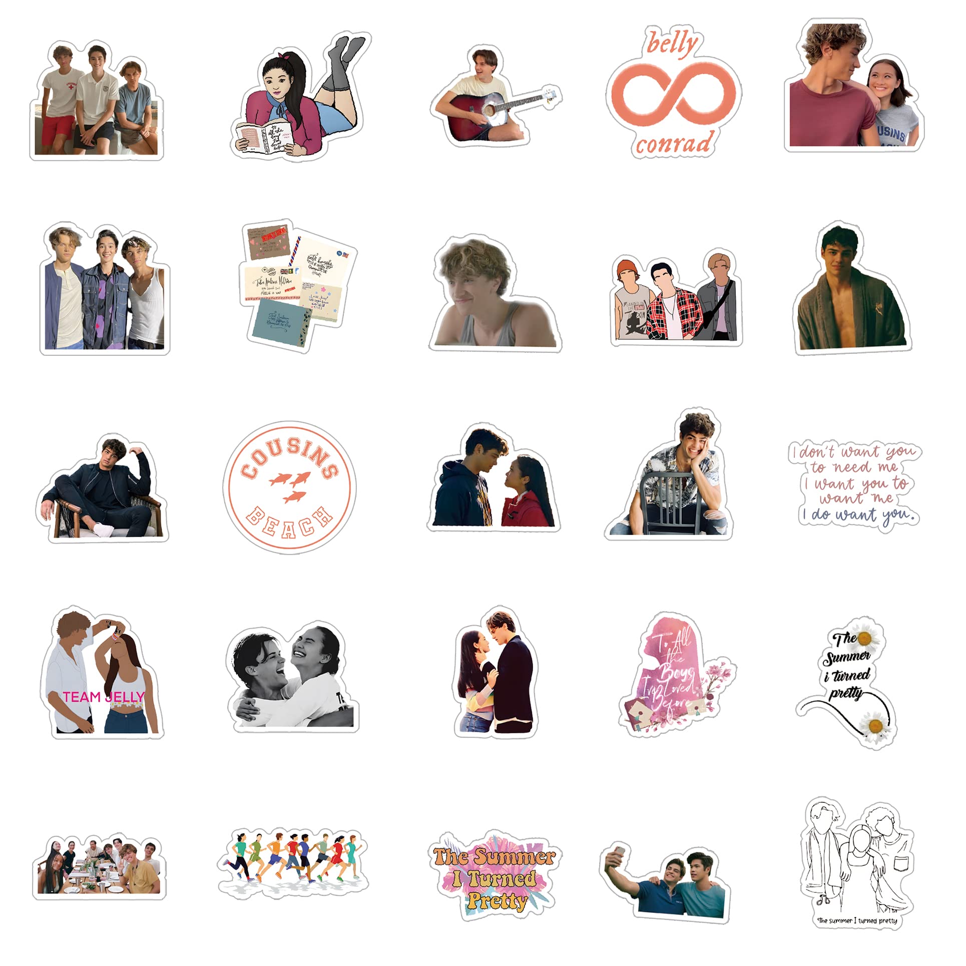 60 Pcs The Summer I Turned Pretty Classic TV Fashion Aesthetic Waterproof Vinyl Stickers for Adults for Birthday Party Supplies Decoration Favors for Water Bottles Laptop Suitcase
