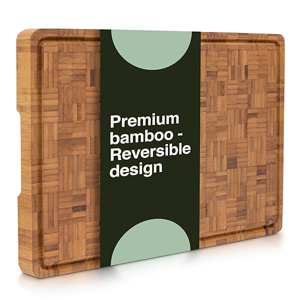 CACTUS & CUBBY PREMIUM BAMBOO CUTTING BOARD. DELUXE DEEP CARBONISED END GRAIN WOODEN CUTTING BOARD. 16.5″ X 11.8″. PRE-OILED BUTCHER BLOCK FOR PREPPING & SERVING. KNIFE FRIENDLY
