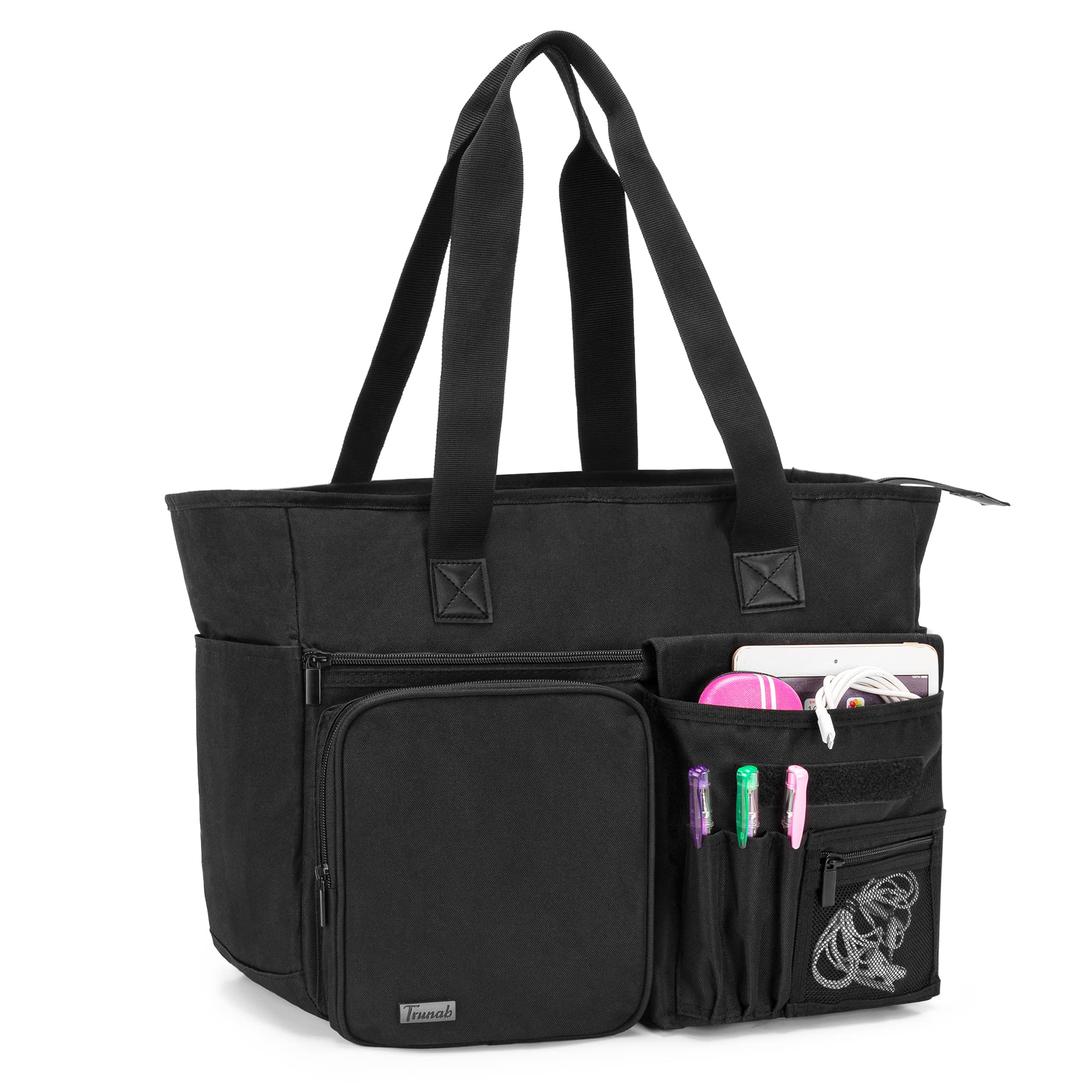Trunab Portable Teacher Work Bag, Teacher Utility Tote Bag with Multiple Pockets and Padded Laptop Sleeve, Ideal for Work, Travel, Office, Business, Patented Design