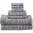 MOSOBAM 700 GSM Luxury Bamboo 8pc Extra Large Bathroom Set, Charcoal Grey, 2 Bath Towels Sheets 35X70 2 Hand Towels 16X30 4 F