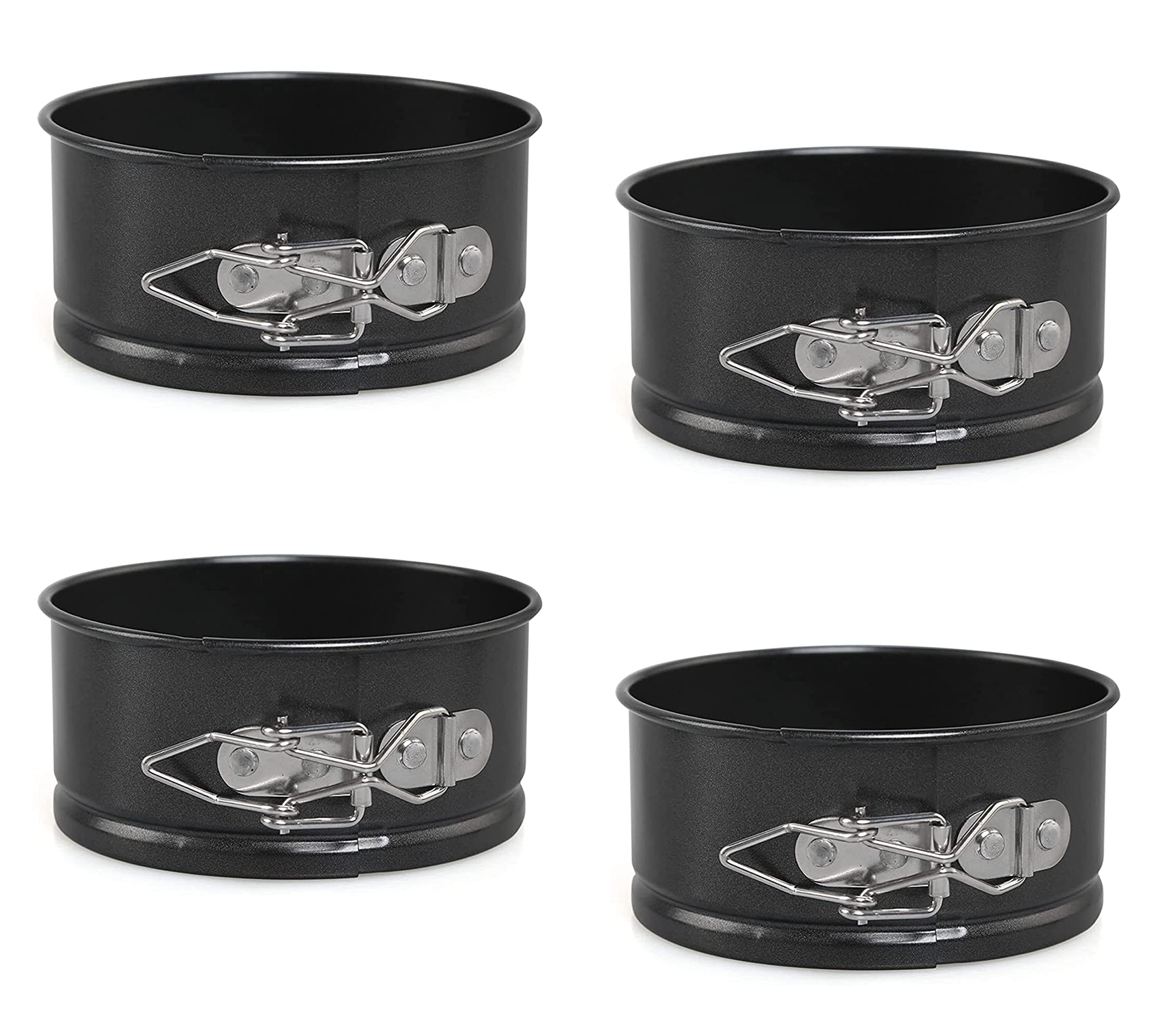 xocome Mini Cake Tins Round Set, 4 Inch Springform Cake Pan with Removable Bottom Non-Stick Coating, for Cheesecakes, Pie and Quiches 4 Pieces