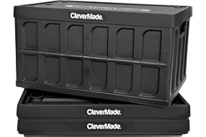 CleverMade Collapsible Storage Bins with Lids - Obsidian 3 Pack 46L- Plastic Containers Stackable Organization Crates Home Closet Space-Saving Durable