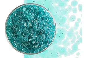 GLACIAL ART GLASS Light Aquamarine Transparent Glass Frit Coarse Bullseye COE 90 Fusible- 2 Ounces