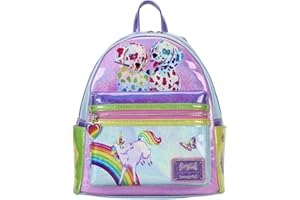 Loungefly Lisa Frank Color Block Mini Backpack Double Strap Shoulder Bag Purse
