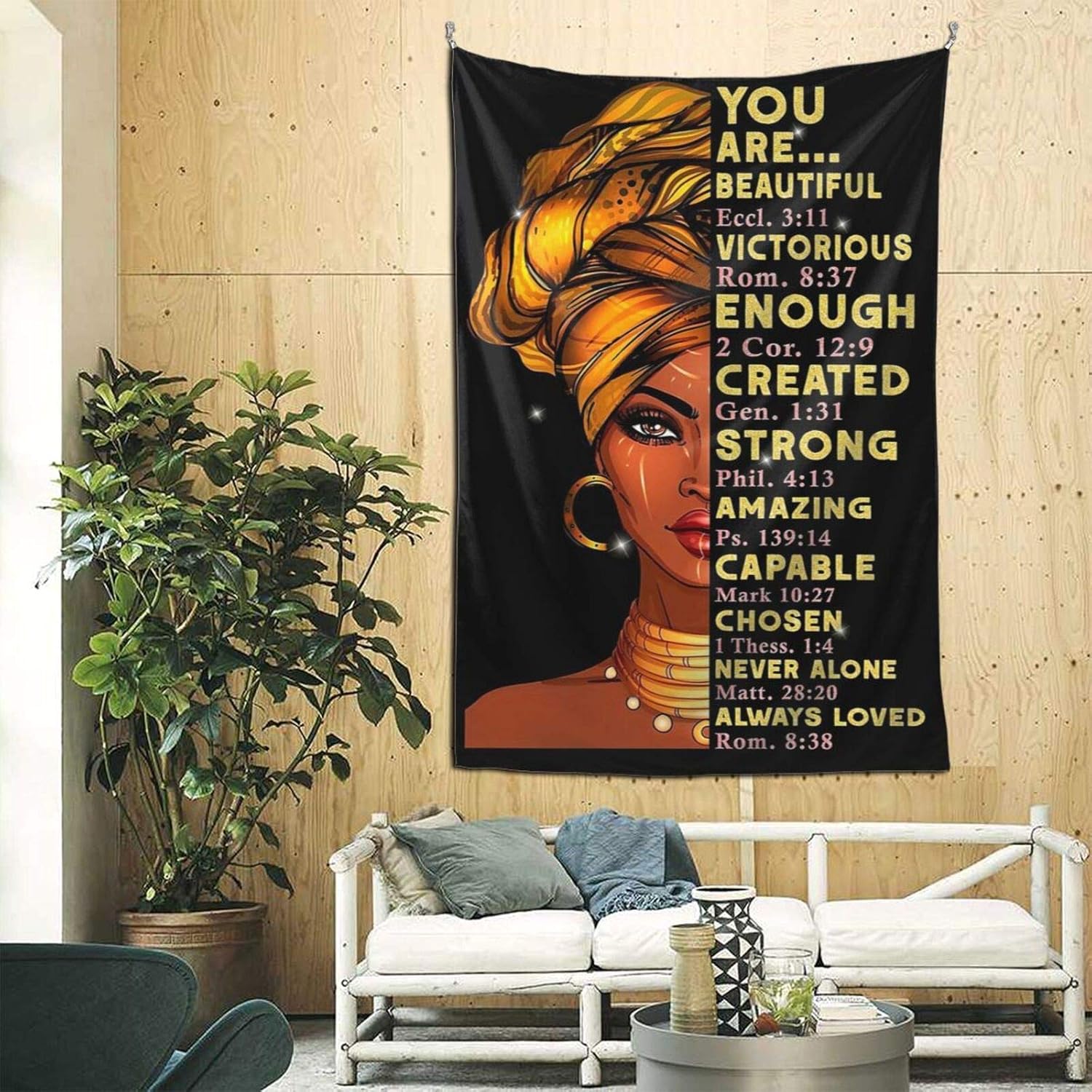 African American Black Girl Tapestry Black