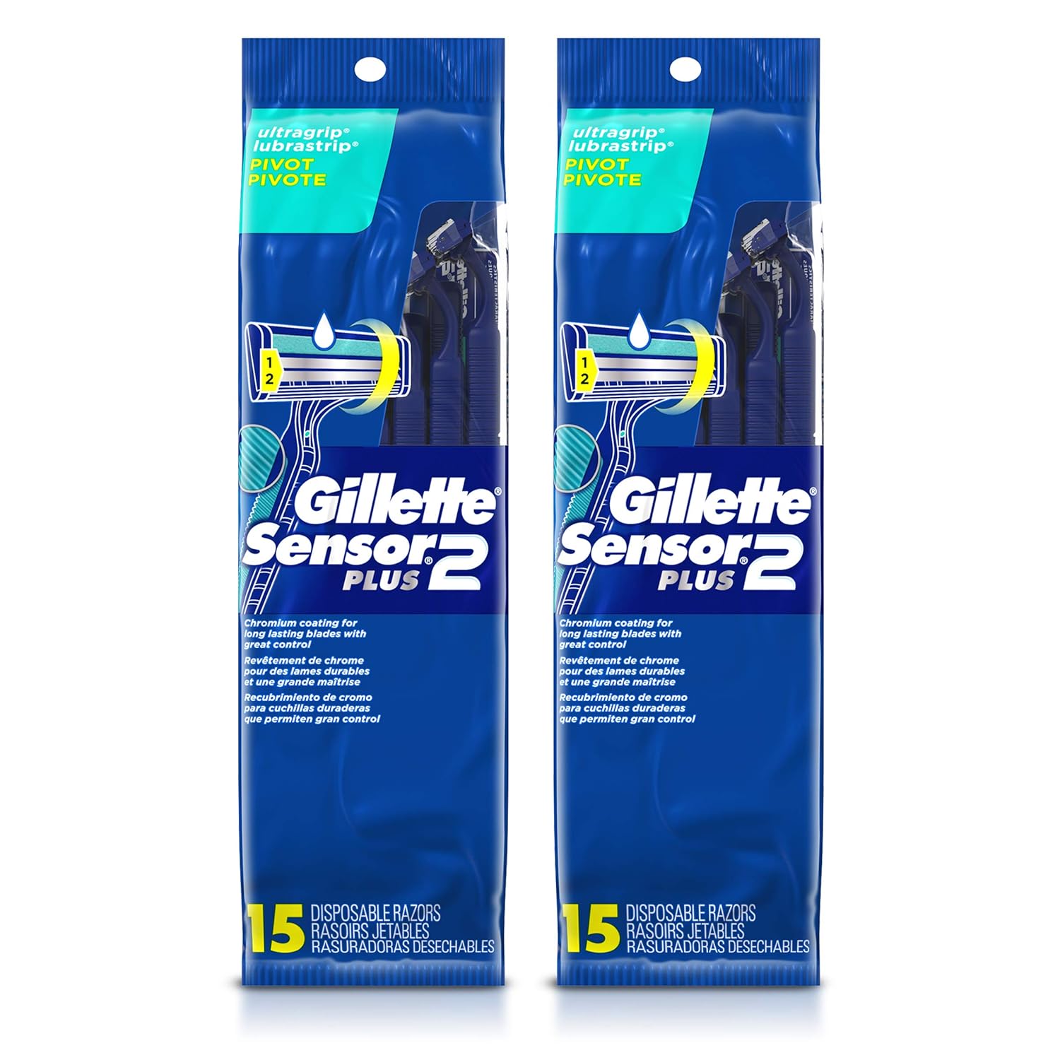 Gillette Sensor2 Plus Men’s Disposable Razors, 30 Razors