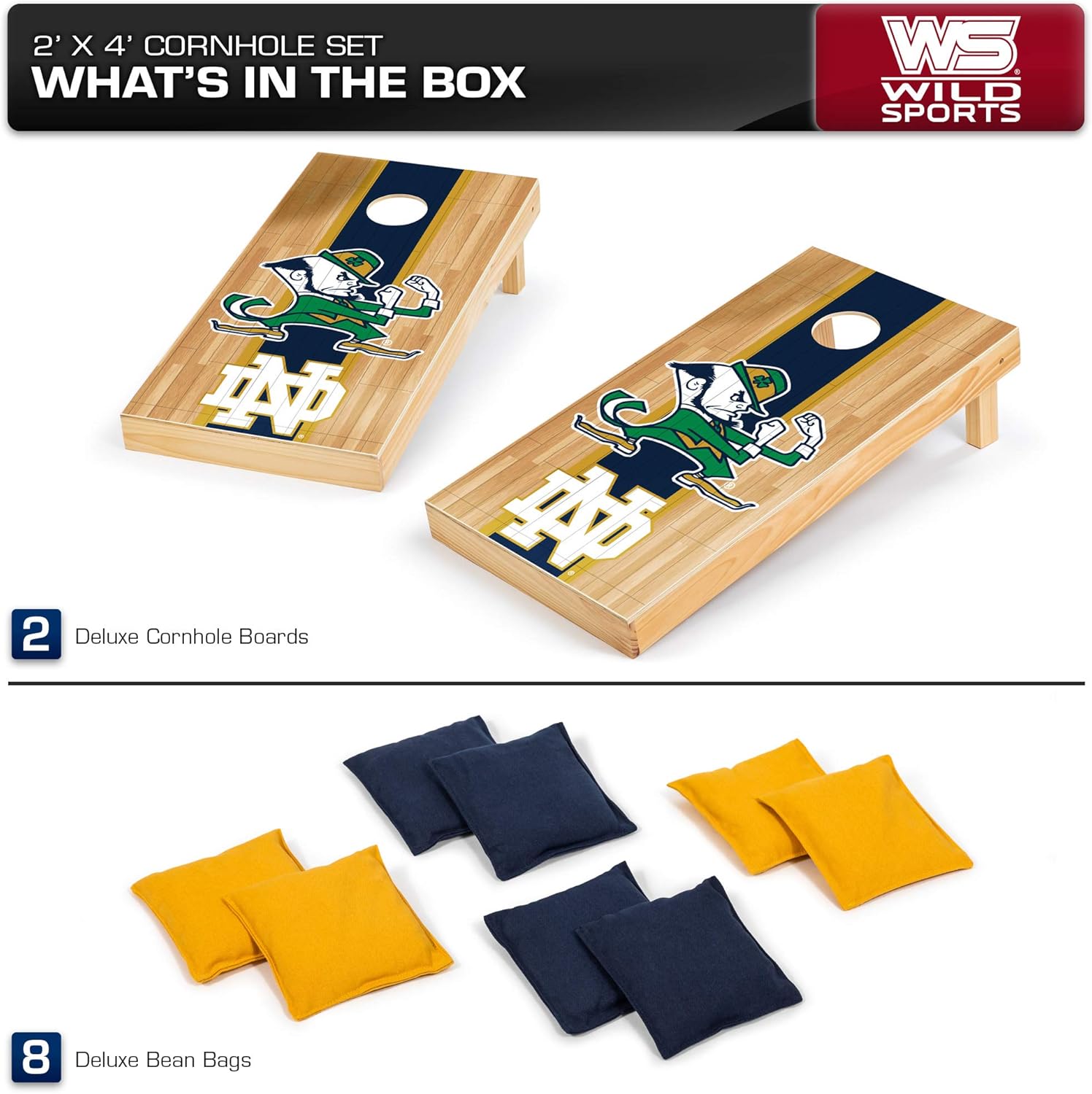 Wild Sports NCAA Cornhole Outdoor Game Set, Hardwood Design, 2' x 4' Foot - Tournament Series, XLS1C-ND-4 : Sports & Outdoors
