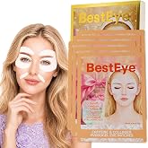 Besteye Hydrogel Under Eye Patches for Puffy Eyes &amp; Dark Circles, Eye Mask | Caffeine collagen eye patches for women; PDRN gel under eye mask, dry under-eyes, E-shaped, Apricot Pearl, 5 pairs