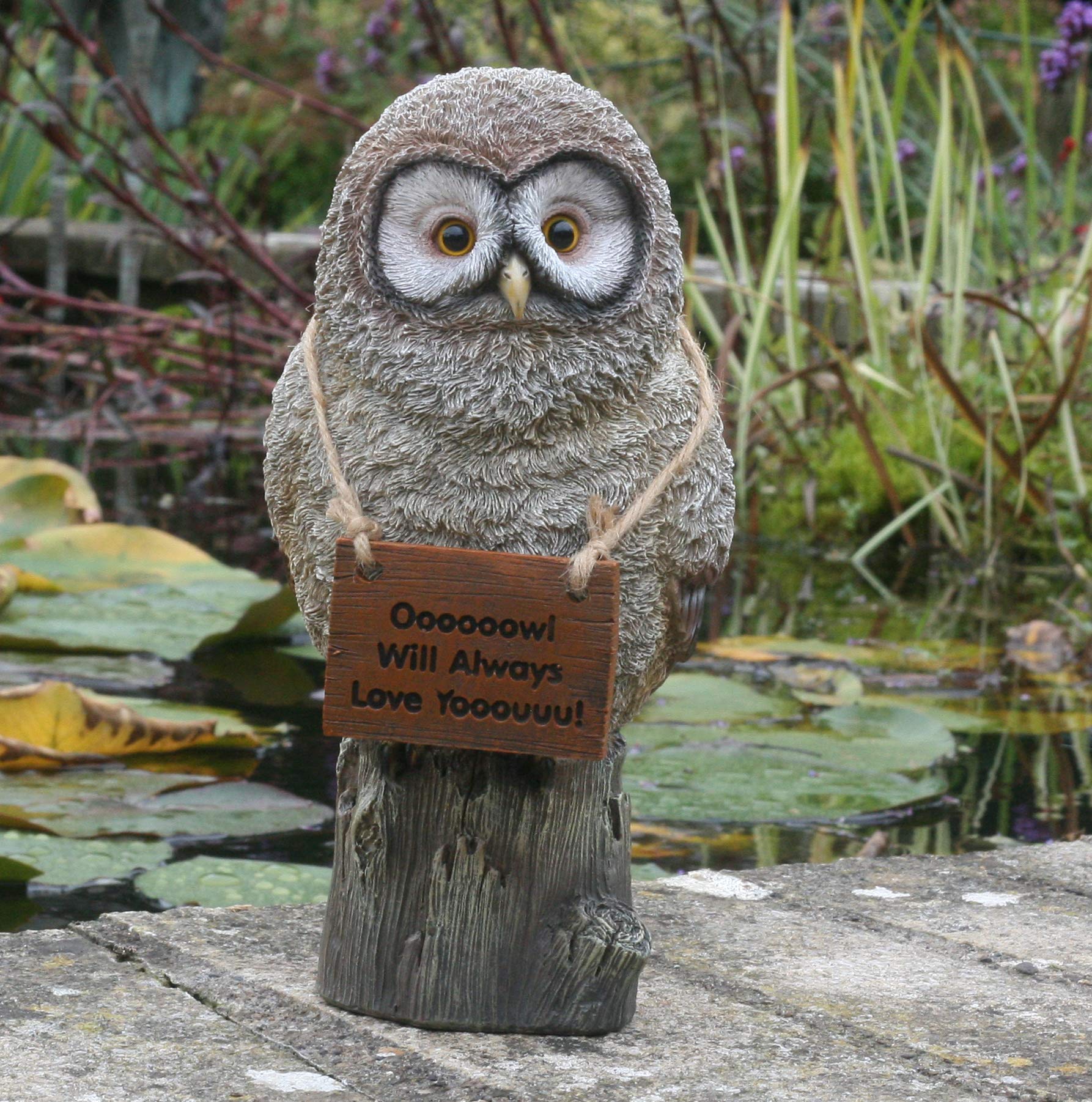 Harry the Hooter Owl 28 cm with removable sign Oooooowl will always love yooouuu! Garden ornament