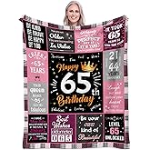 65th Birthday Gifts for Women, Unique Happy Birthday Fleece Throw Blanket 50" x 60", Funny 65 Years Old Birthday Decorations Gifts, Best 65th Birthday Gfit Ideas for Mom, Wife, Sister, Friends, Female