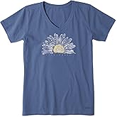Life is Good Women's Crusher Tee Shirt, Short Sleeve Cotton Graphic T-Shirts, Watercolor Daisy Birds