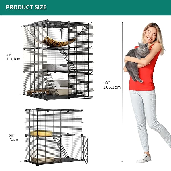 YITAHOME INDOOR CAT CAGE 2 TIER KITTEN CAGE, VERSATILE DIY PLAYPEN FOR CATS, SMALL ANIMALS, FOR HOME, RV TRAVEL, AND CAMPING